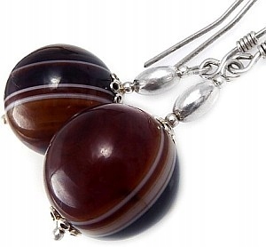 Přírodní Achát Velké Krásné Náušnice Stříbro