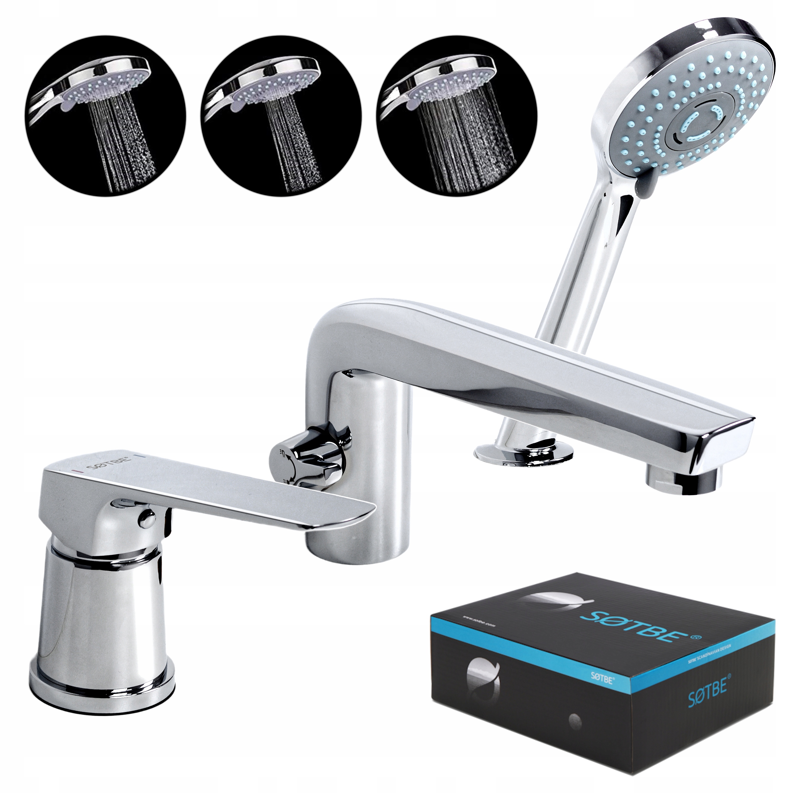 Vanová baterie 3-otvorová s rukojetí sprchy montáž na okraj vany TOG-BS3