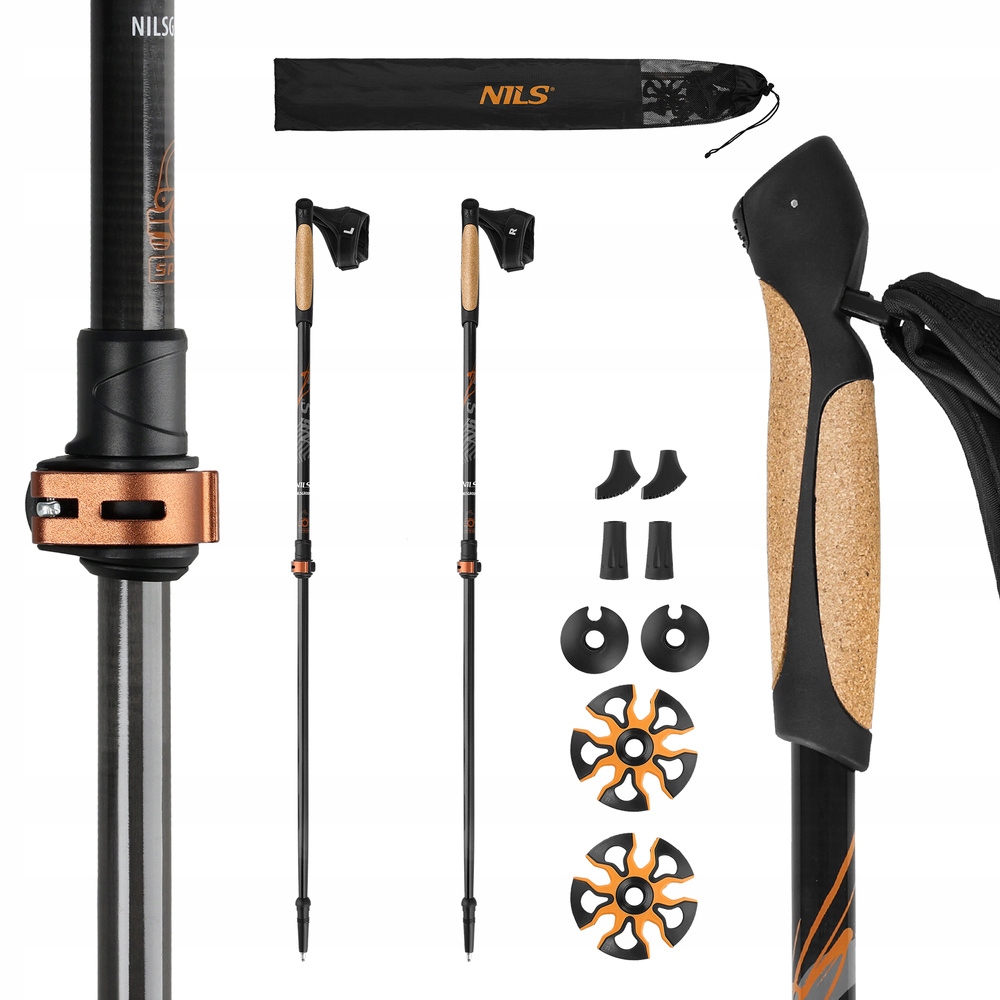 Hole pro nordic walking, chůzi po horách, uhlíkové vlákno Nils, 93-125 cm