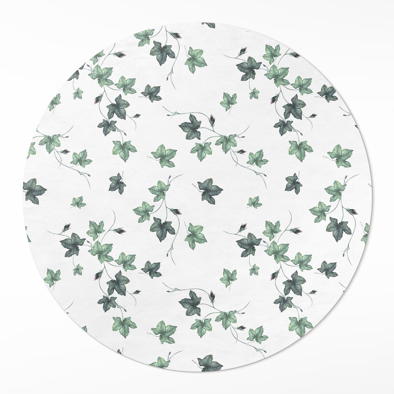 Moderný okrúhly koberec Vinyl Salon Malé listy s rastlinnými motívmi ⌀ 150 cm
