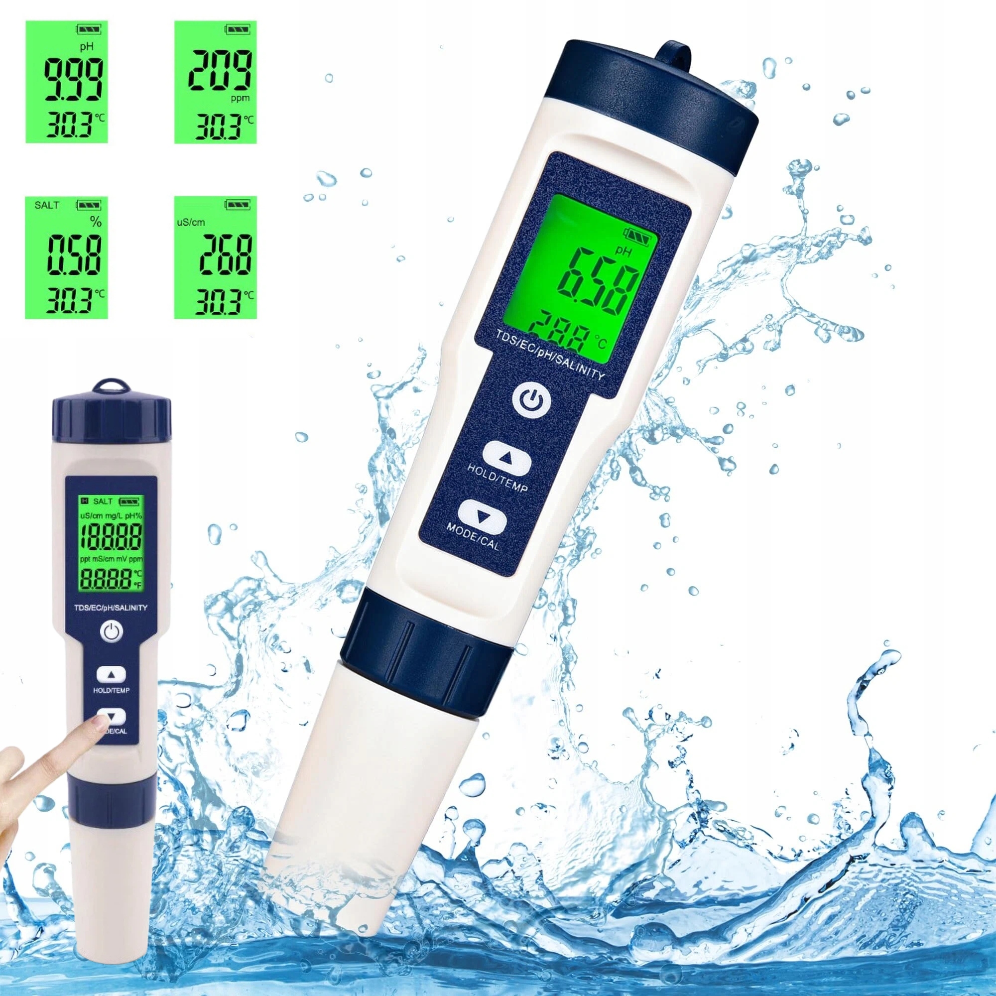 Levně 3V1 Měřič Ph Vody Kyseloměr Tester Ph Vody Akvárium Bazénu Teplota