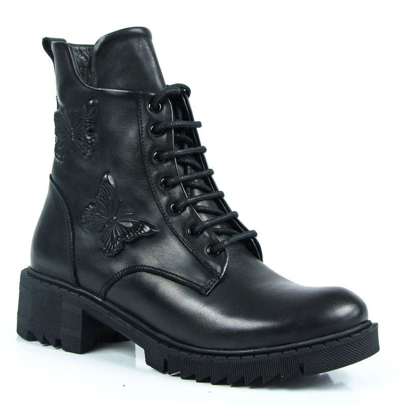 Boccato 024.2805 Kotníkové Boty Workery Kůže Lico Černé 38