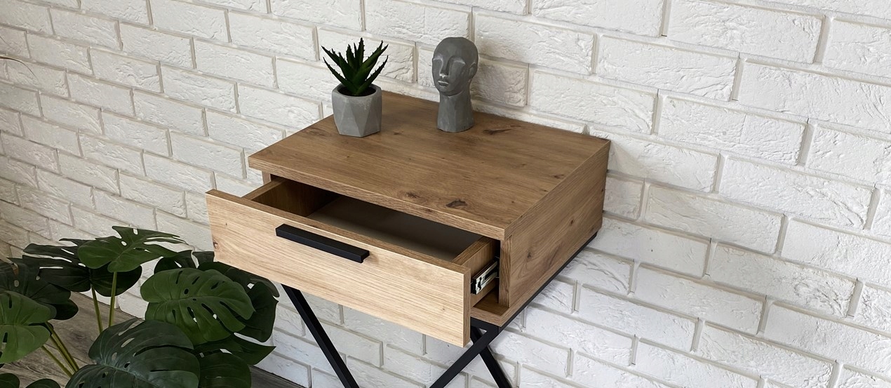 KONSOLA PRZEDPOKÓJ INDUSTRIALNA LOFT DĄB ARTISAN Wysokość mebla 80 cm