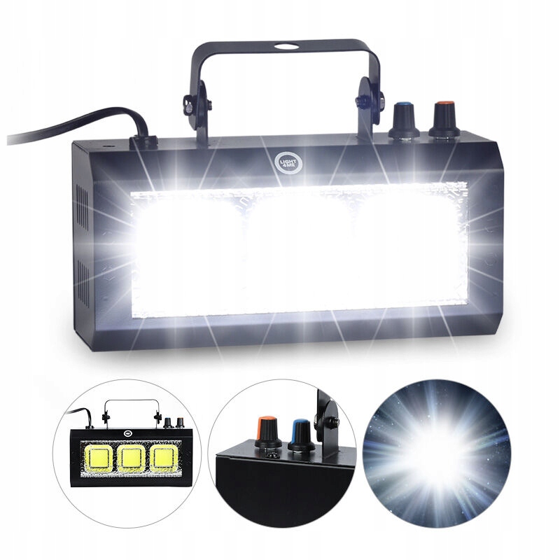 STROBOSKOP IMPREZOWY 60 WATT DYSKOTEKOWY BIAŁE ŚWIATŁO EFEKT ŚWIETLNY LED