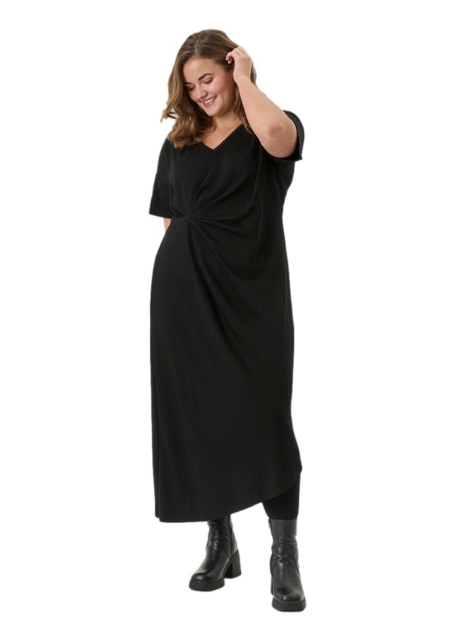 Adia Elegantní Černá Šaty S Řasením A180 40