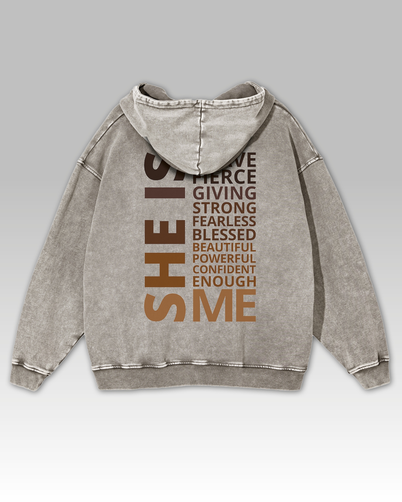 Mikina Empowered Woman She Is Me Síla Sebevědomí Odvaha Šedá M