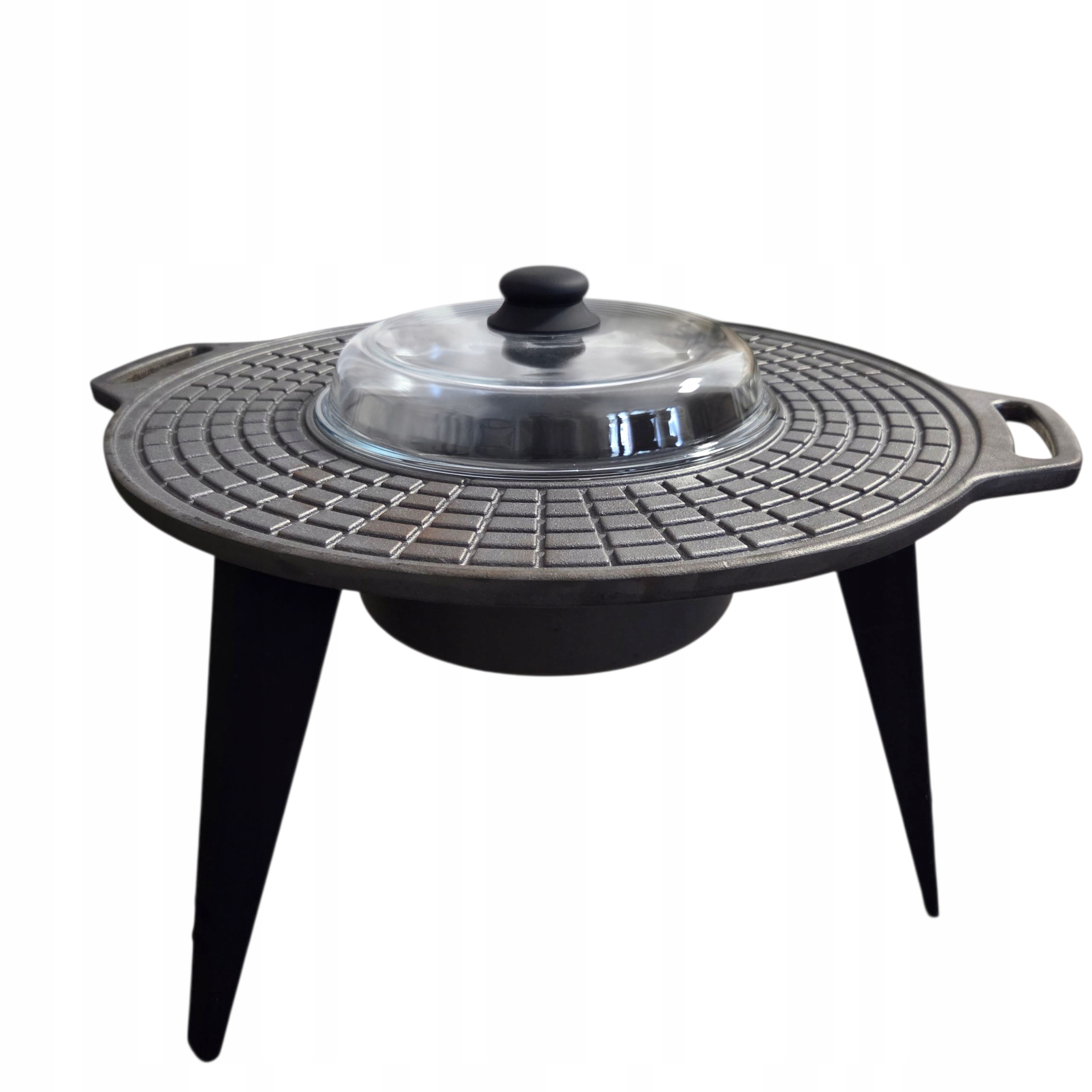 Grill Kuchyně Polní kotlík Litinový hrnec-pánev s víkem na oheň