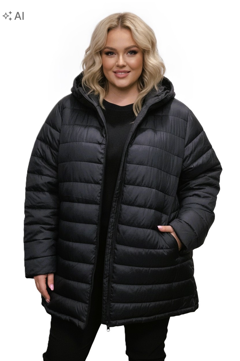 dámská prošívaná přechodová zateplená bunda s kapucí 6XL 58