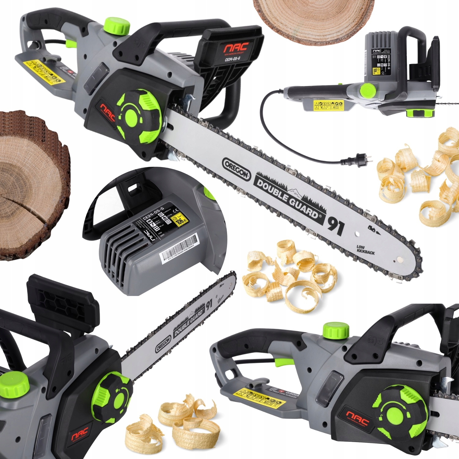 Elektryczna Piła Łańcuchowa Nac CE24-OS-G Prowadnica Oregon 16" 40CM 2400W