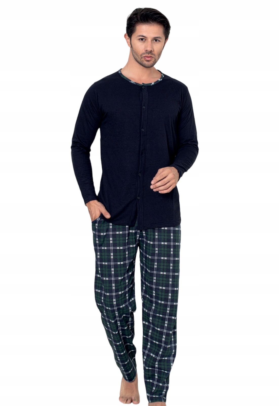 PIŻAMA MĘSKA DŁUGI RĘKAW CAŁA ROZPINANA/BAWEŁNA Marka La Penna