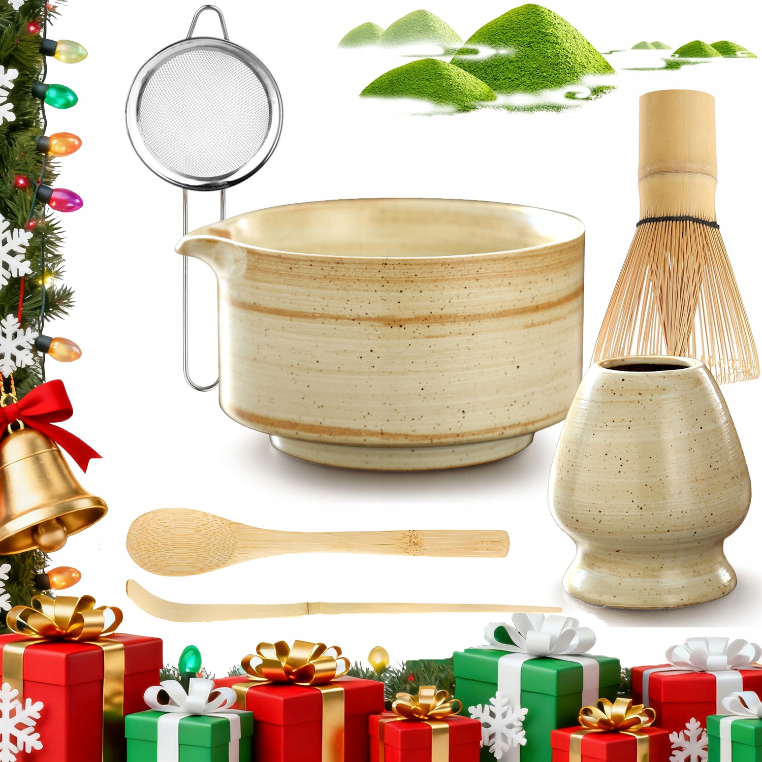 Sada Na Čaj Matcha 6V1 Keramická Šálek Metlička Čajová Lžička Matcha