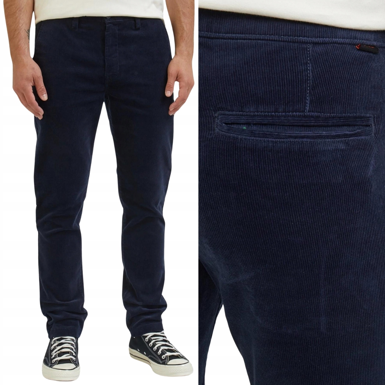 Lee Slim Chino Sky Captain modré manšestrové zúžené chinosy W32 L34