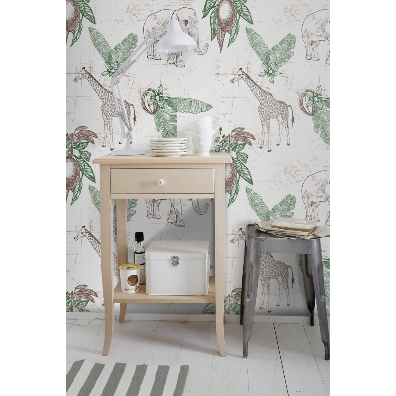 

Foto tapeta samoprzylepna Żyrafa i słoń 250x104 cm