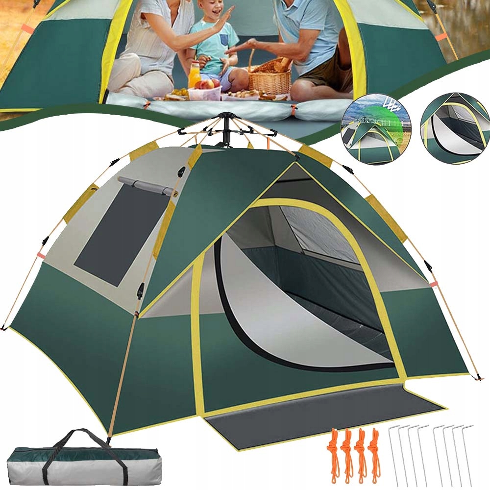 Namiot Automatyczny Samorozkładający 3-4 Osobowy 210*210*130CM Biwakowy