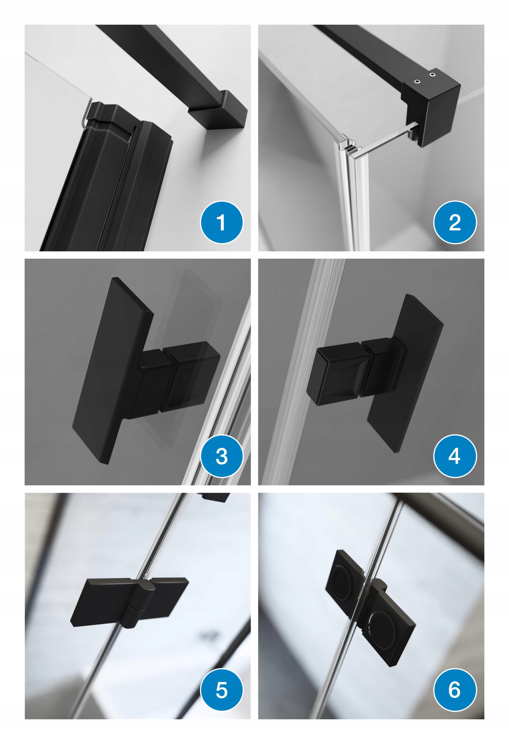 Drzwi prysznicowe czarne wnękowe 100 szkło grafit Kod producenta 26350/51356