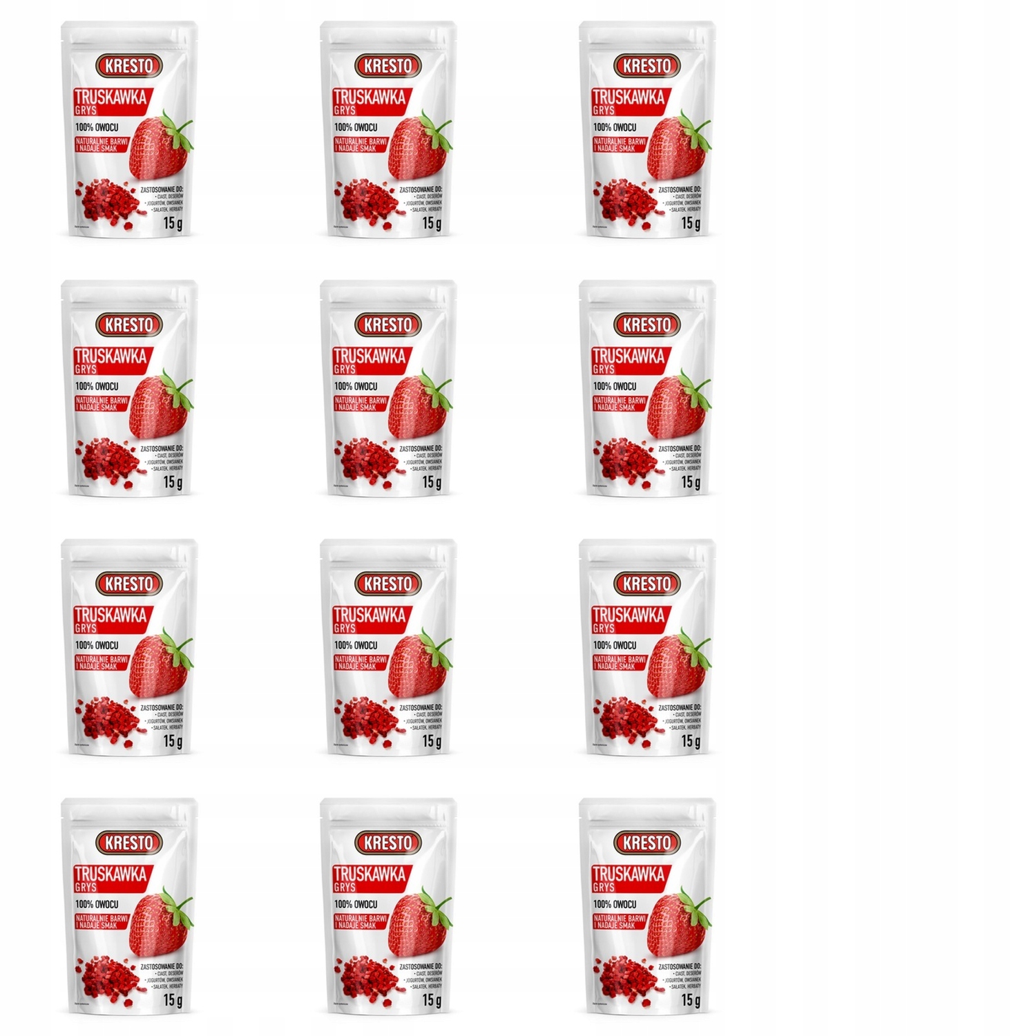 Levně 12 x 15 g Kresto Jahoda drcené Karton