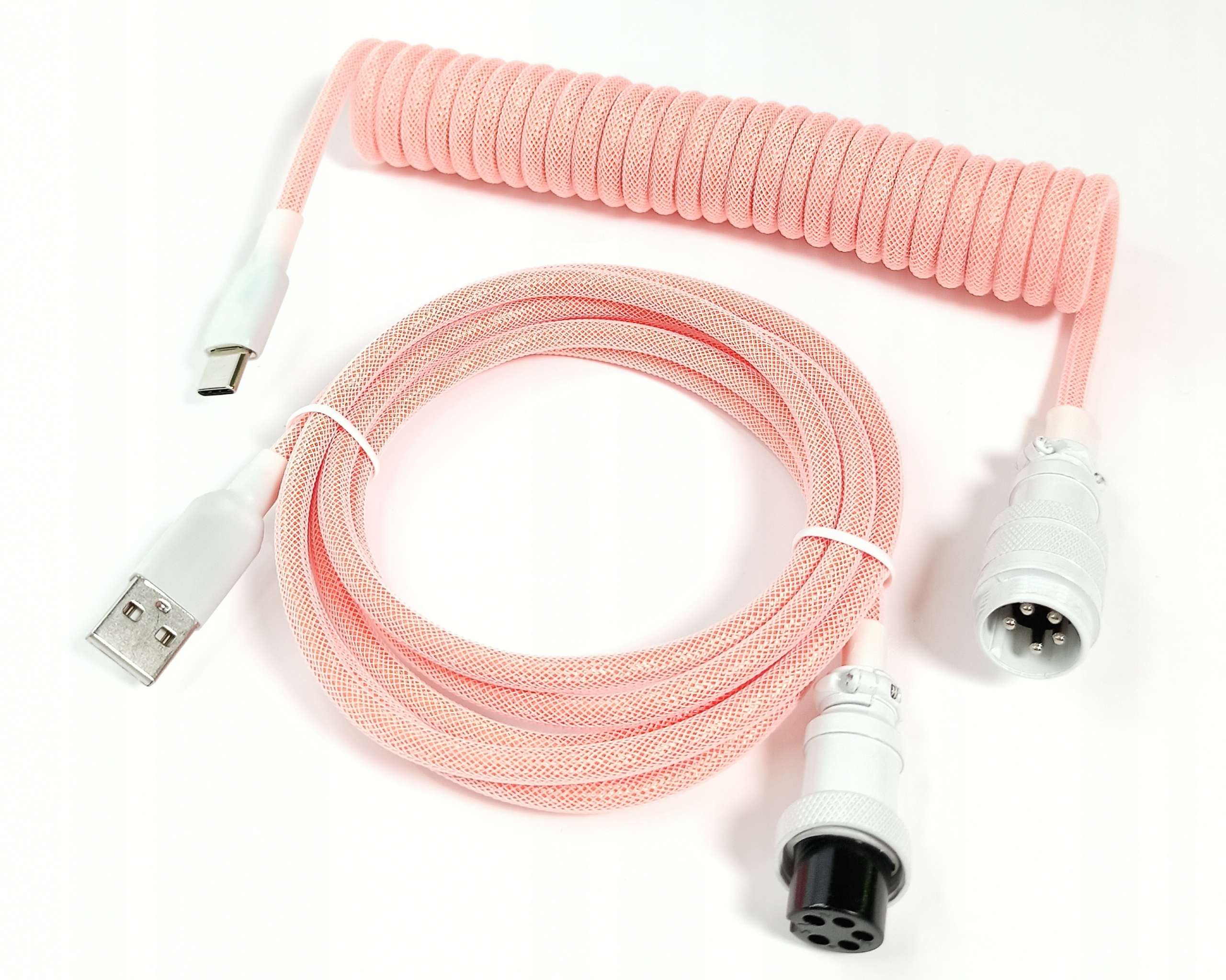 Coiled Cable Dekorativní lososový spirálový kabel pro klávesnici