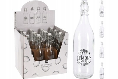 

Butelka szklana 1 L z korkiem mix wzorów