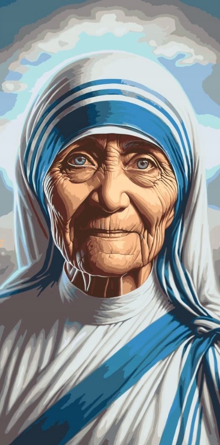 Diamantová výšivka Matka Tereza Náboženství Ježíš XXL Diamanty Čtvercové 40x80 cm