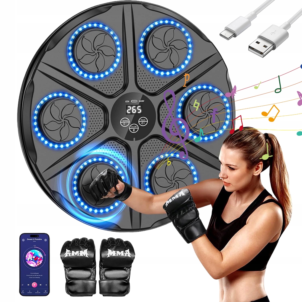 Inteligentní Boxovací Nástěnný Trenažér S Led 12 Režimů 12 Rychlostí