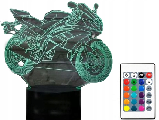 

Lampka 3D Led Motocykl Motor Ścigacz Kolor +pilot
