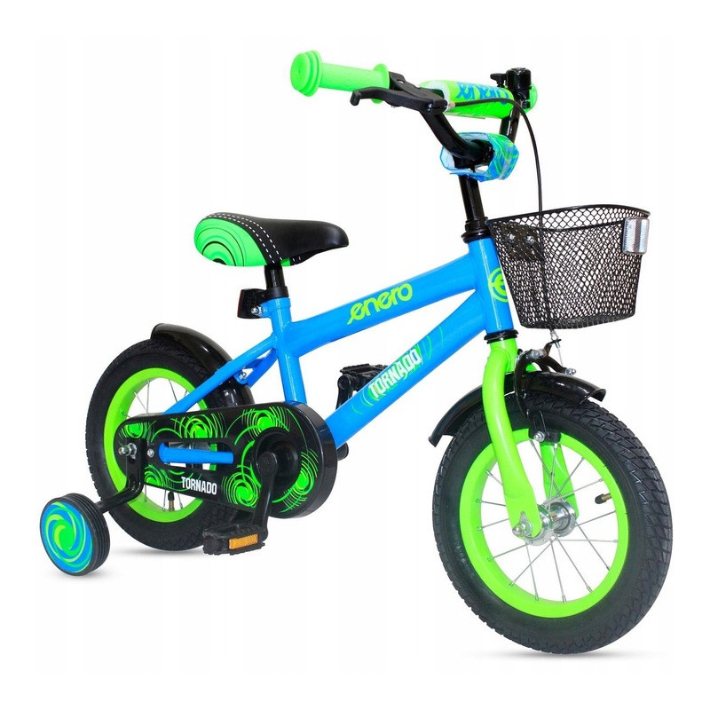Rowerek dziecięcy z koszykiem Enero Tornado z bocznymi kółkami 12"
