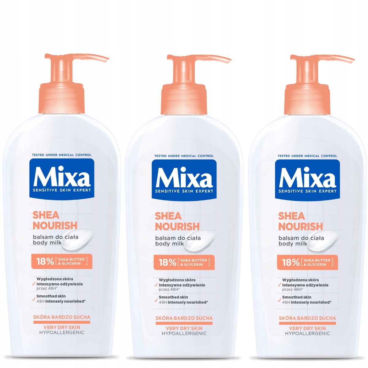 Zestaw Mixa Shea Nourish Balsam Do Suchej Skóry Ciała Z Gliceryną 3x 400 ml