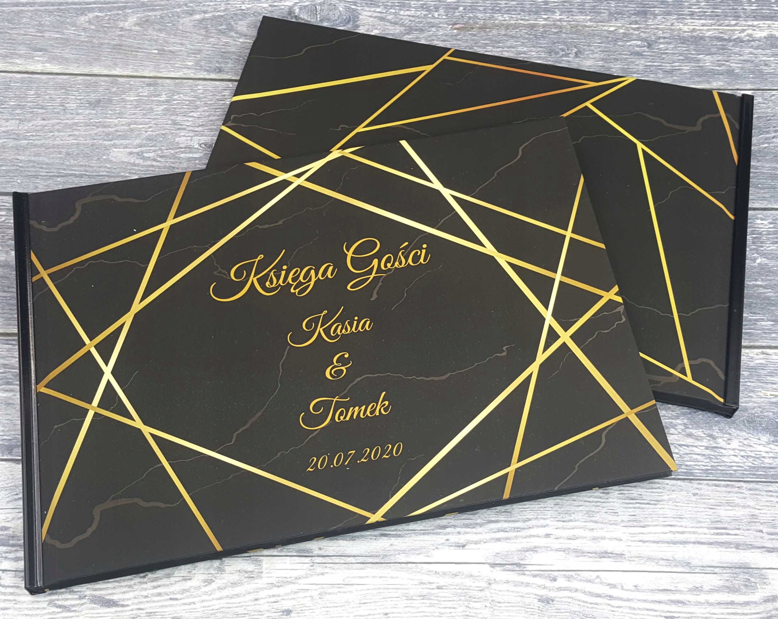 Księga Gości weselnych na wesele GEOMETRYCZNE + czarne karty Kolor stron czarne