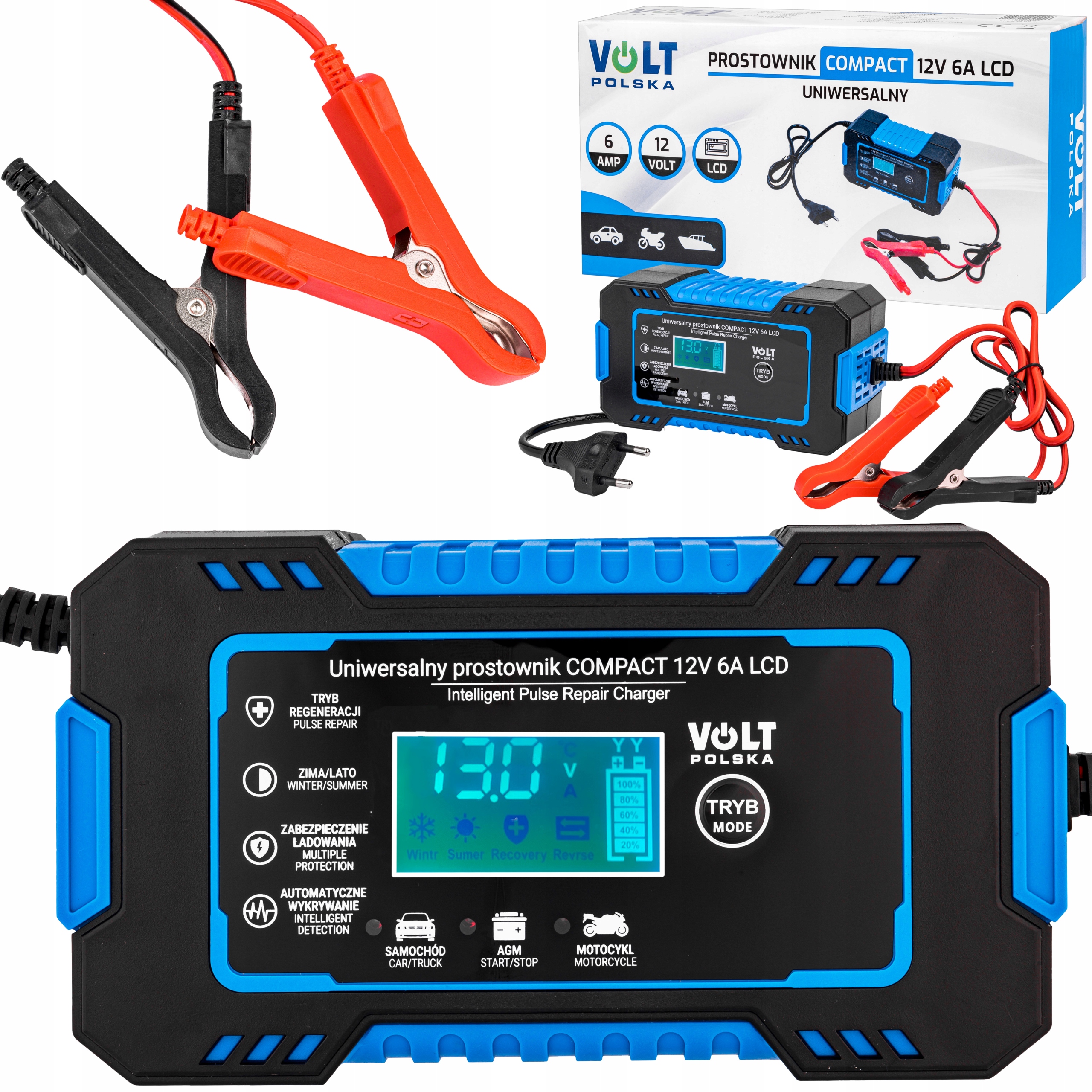 

Prostownik Ładowarka Do Akumulatora LCD 12V 6A