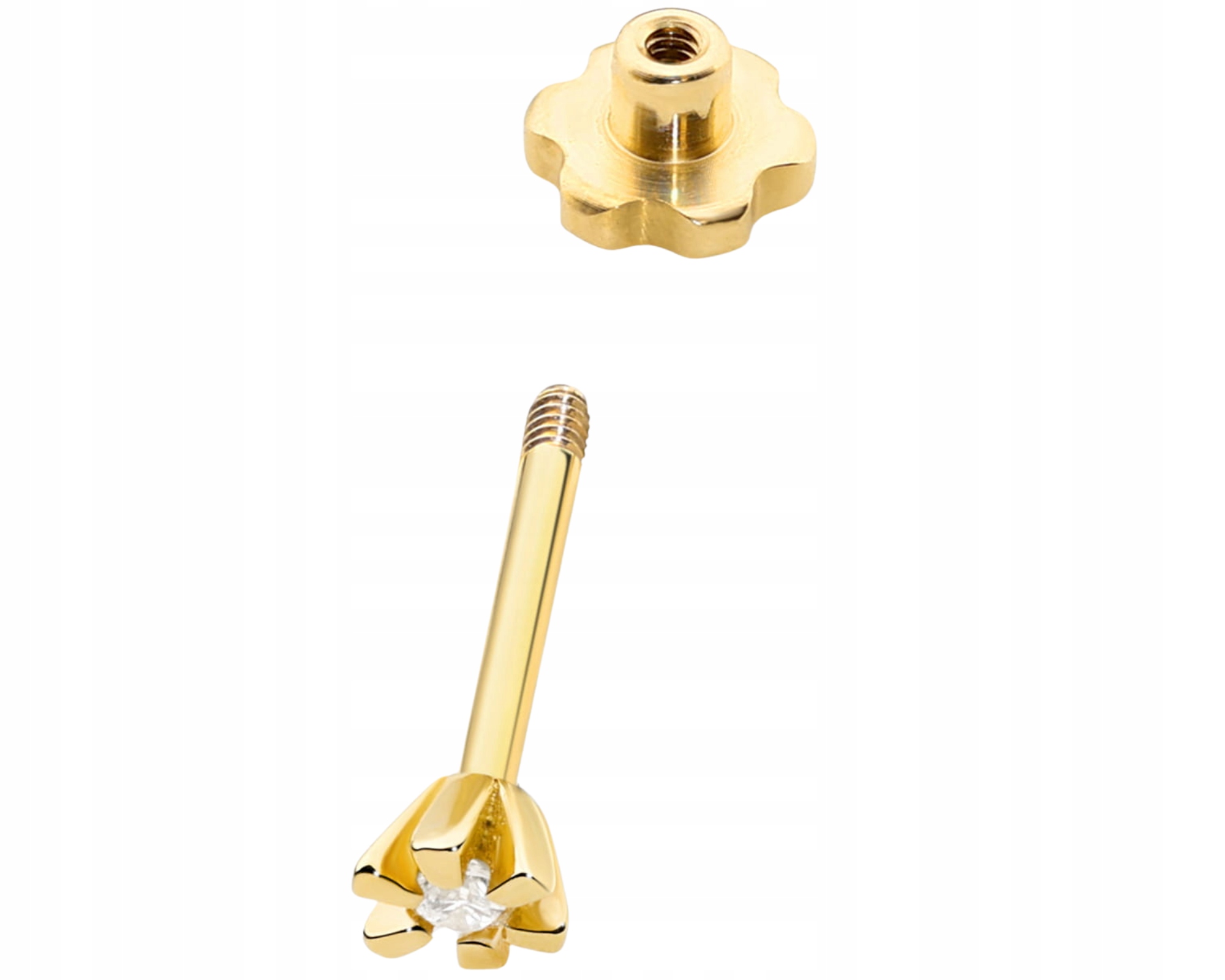 Zlatý Náušník 1 Ks S Diamantem Briliantem Helix Tyčinka Šroub Zlato 585