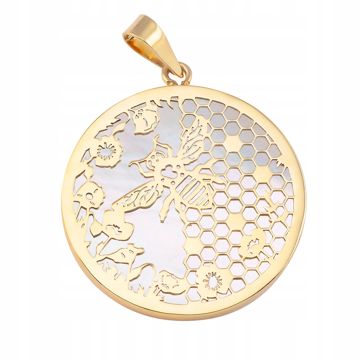 ZŁOTA ZAWIESZKA MASA PERŁOWA PSZCZOŁA PR 585