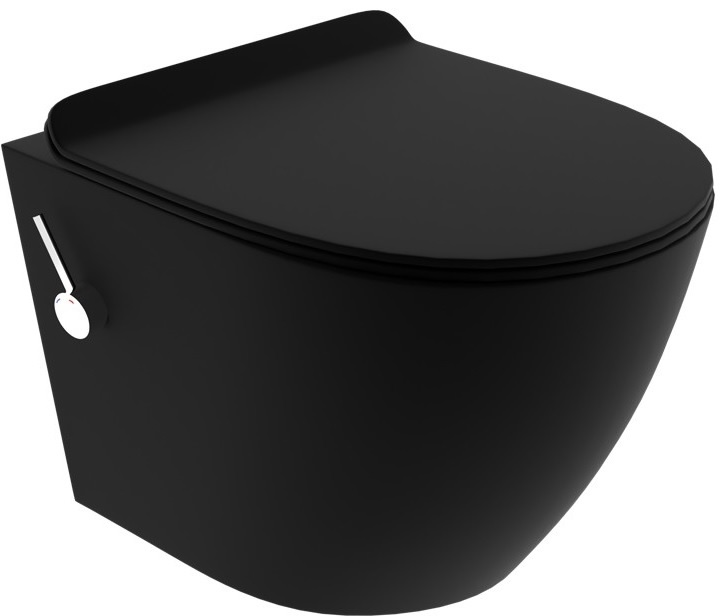 Zestaw stelaż podtynkowy miska WC z funkcją bidetu 2w1 CZARNY MAT ZŁOTY Głębokość miski 49 cm