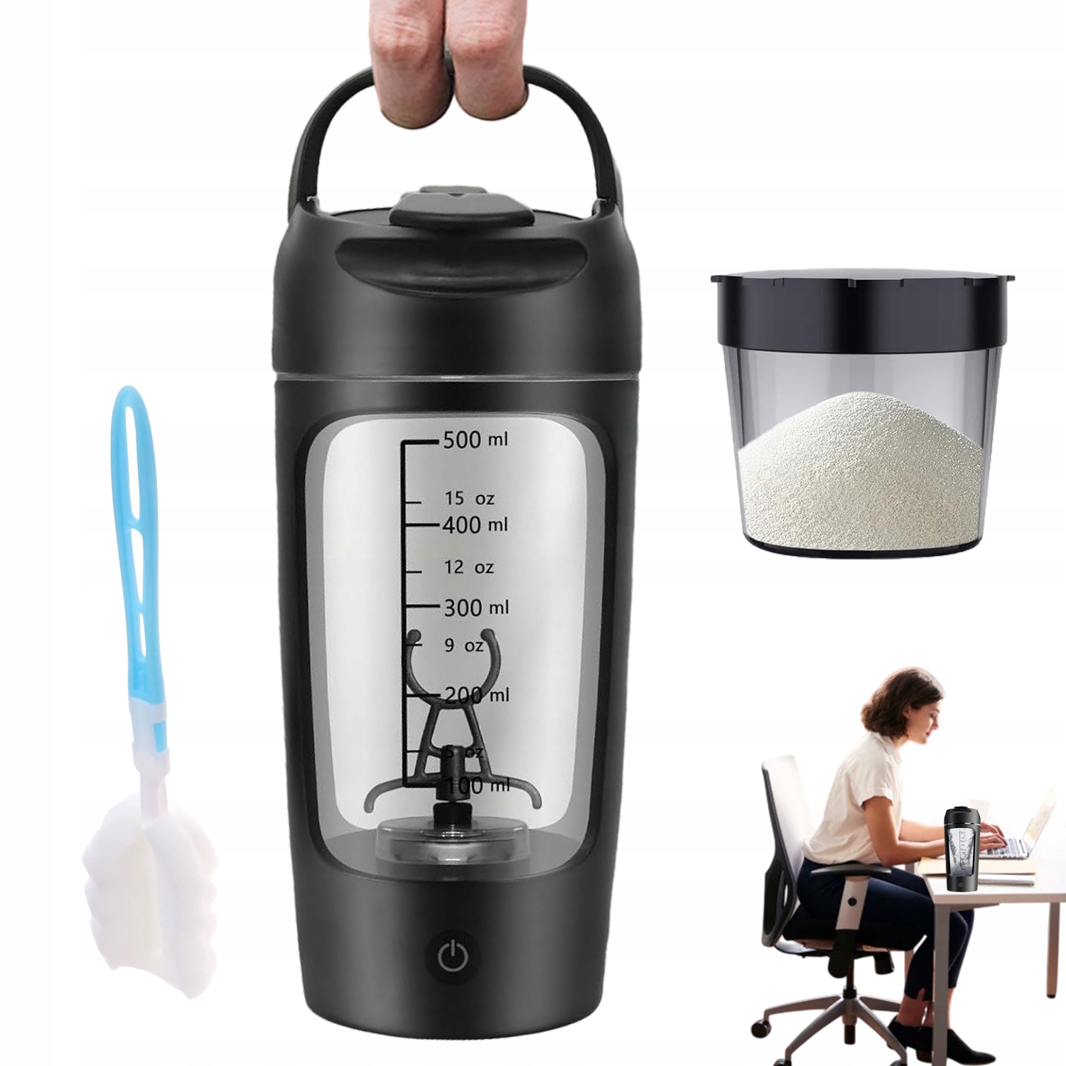 Shaker Blender Do Białek Mikser Elektryczny Usb Automatyczny Start Stop