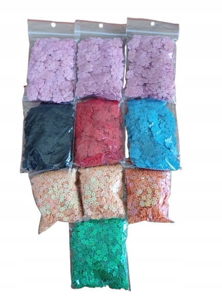 CK03 CEKINY KWIATKI HOLOGRAFICZNE BŁYSZCZĄCE MIX ROZMIARÓW / KOLORÓW 200g