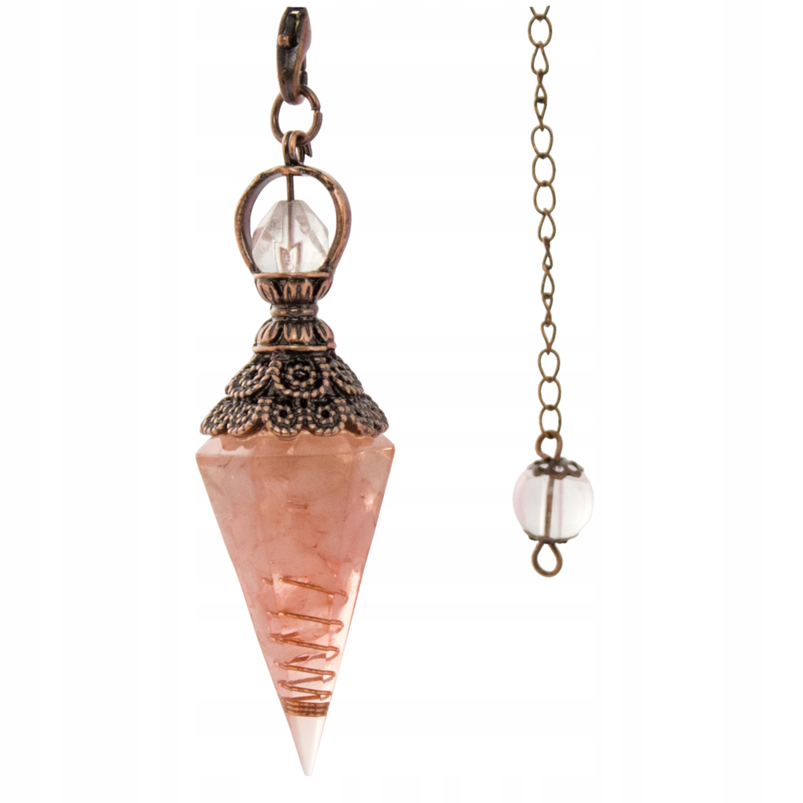 Wahadełko Orgonit Różowy Kryształ Miedź Radiestezja Wisiorek Do Wróżenia