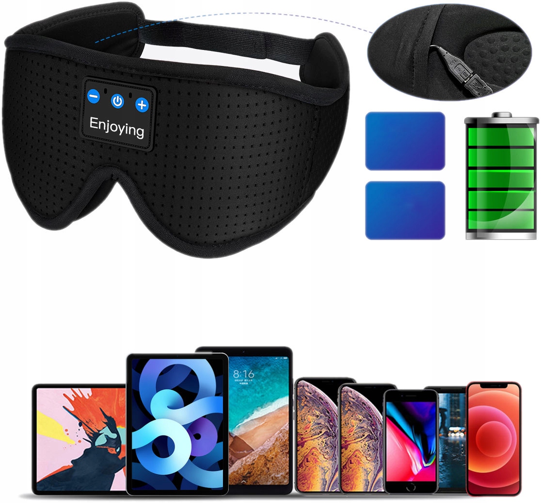 MASKA OPASKA NA OCZY DO SPANIA SŁUCHAWKI BLUETOOTH ZACIEMNIAJĄCA SŁUCHAWKI Marka inny