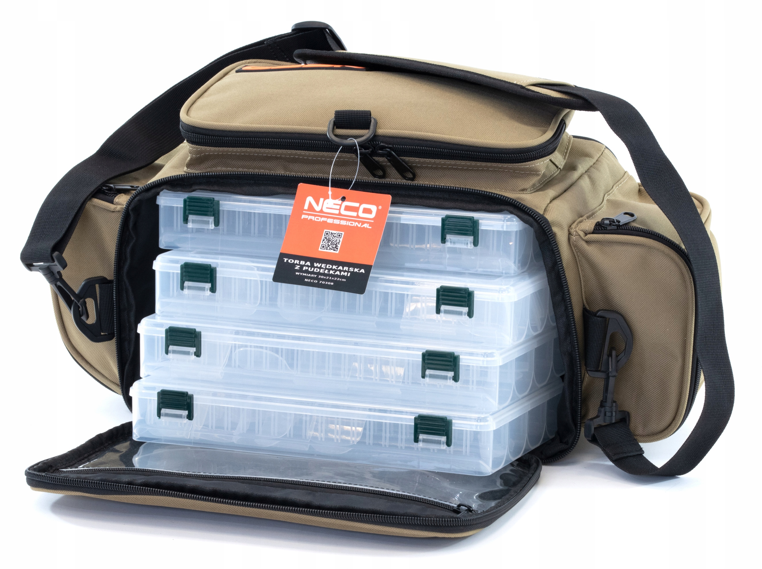 Rybářská Taška 4 Krabičky, Pevné Dno 22X46X25 CM