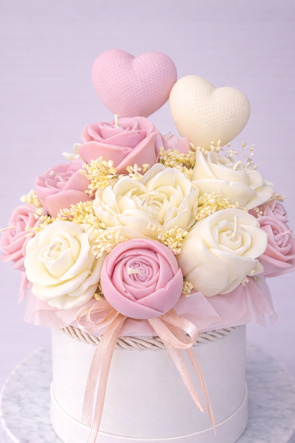 Dárek K Valentýnu Pro Ni Flower Box Ze Sójových Svíček Kytice Ze Svíček