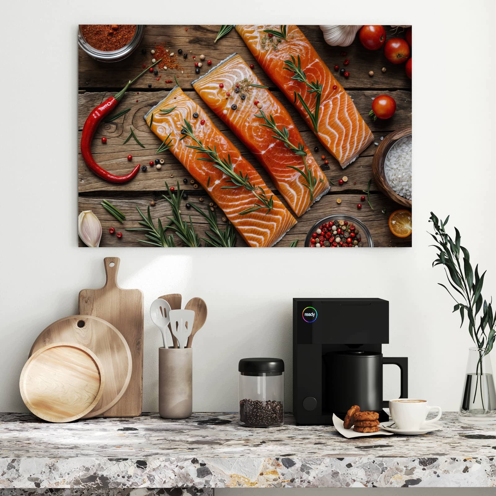 Magnetická tabule Filety s lososia 90 × 60 cm