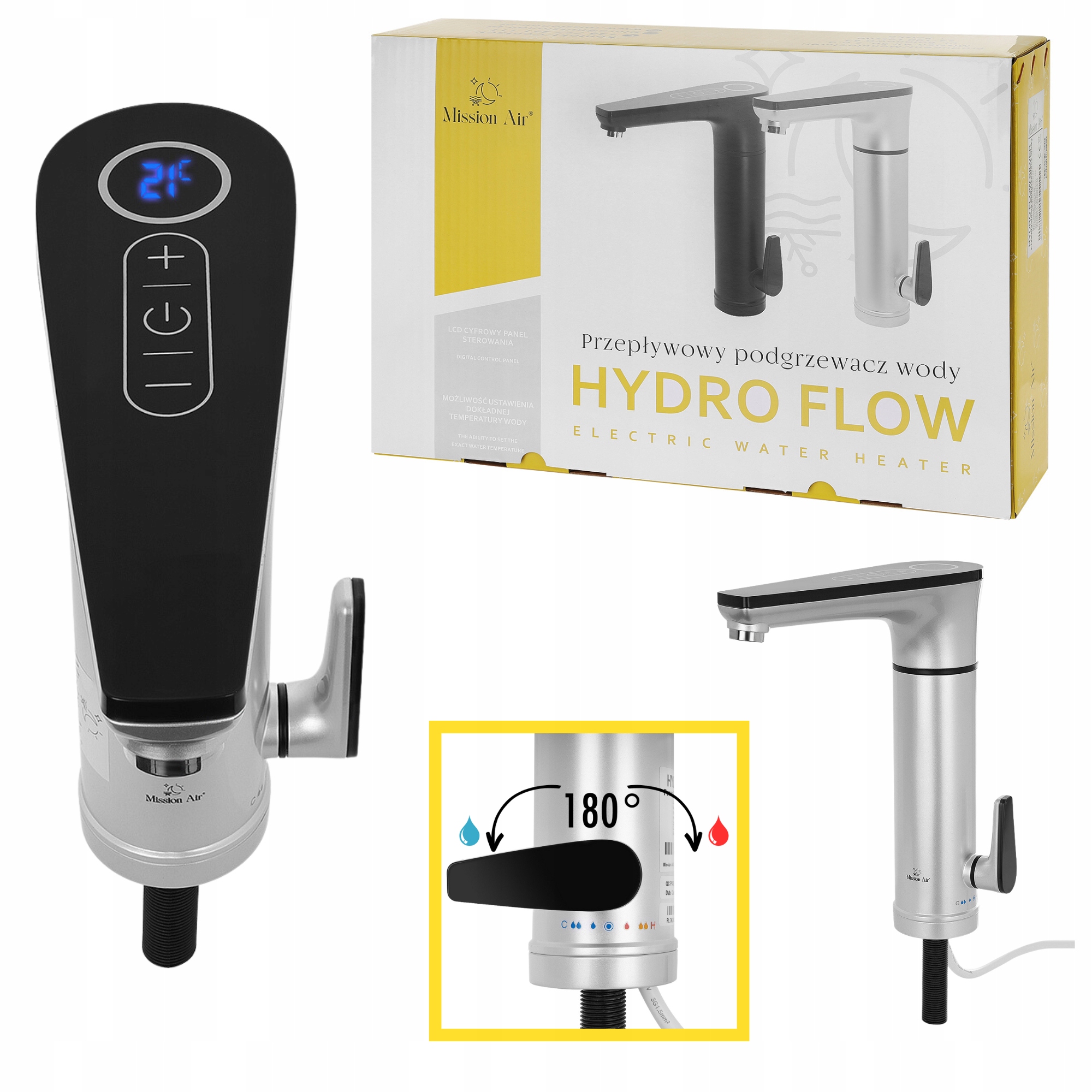 Průtokový elektrický ohřívač vody 3,3 kW LCD