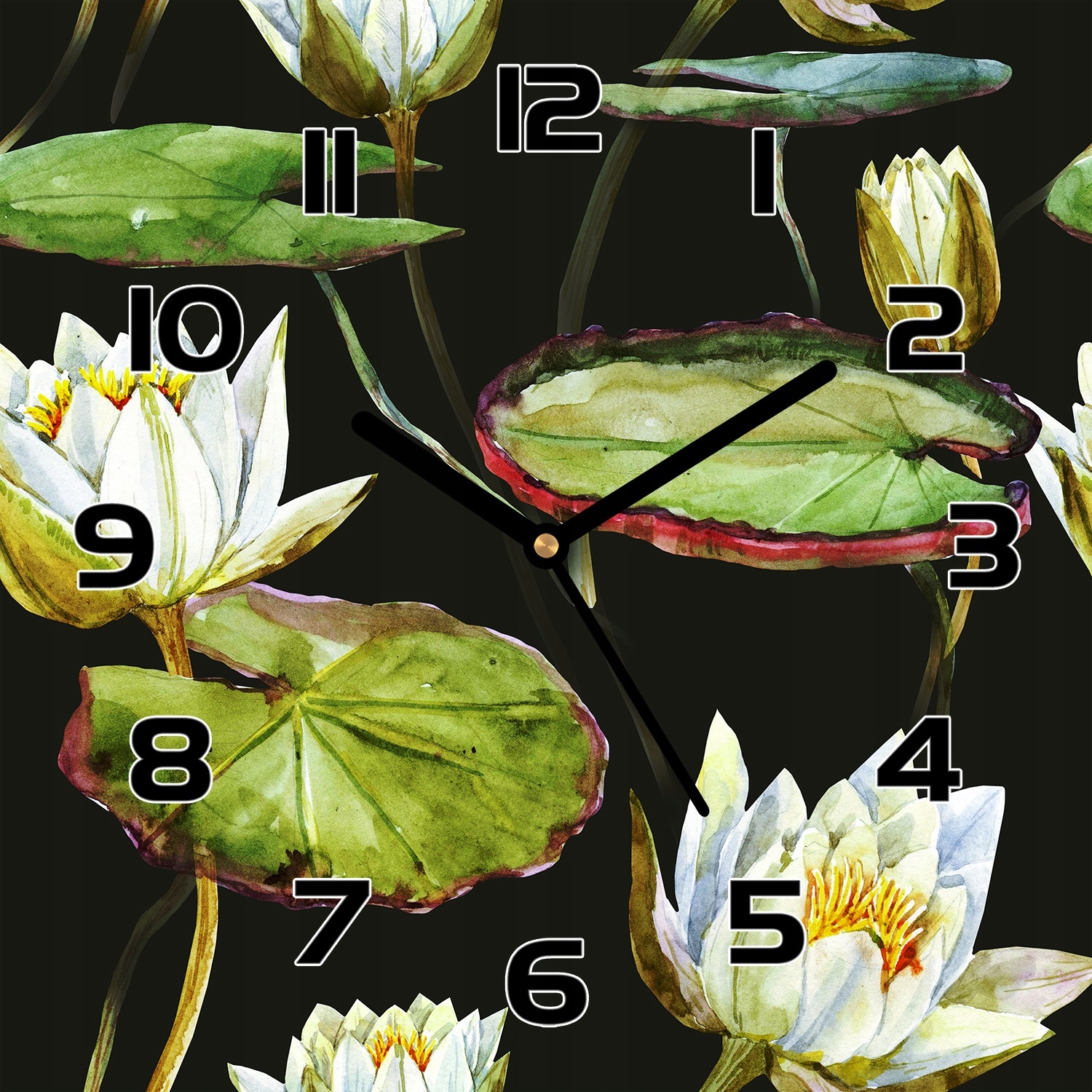 

Zegar na szkle hartowanym Kwiaty lotosu 30x30 cm