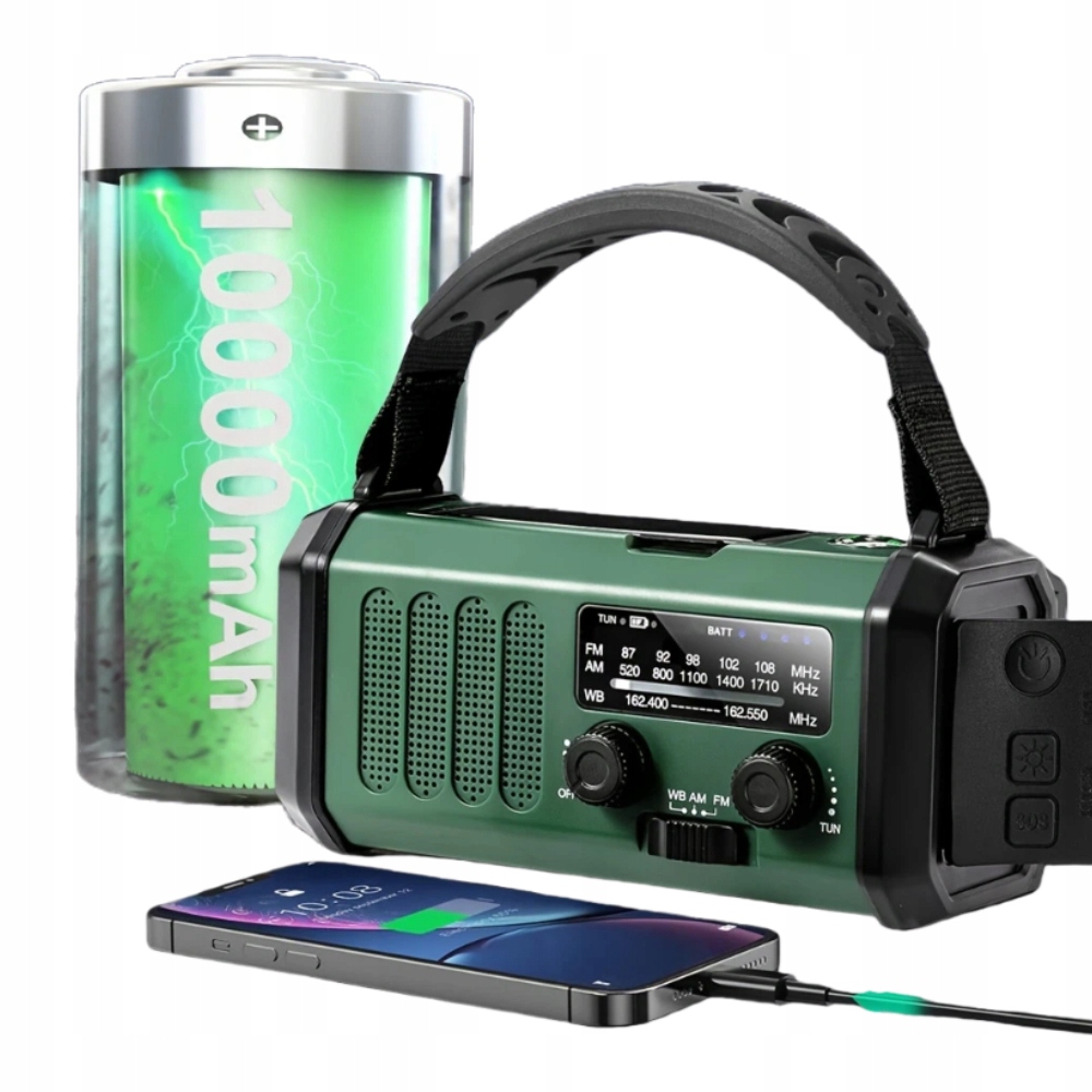 Přenosné Kuchyňské Rádio Solární Stavební Dynamo Svítilna Powerbanka Výkon