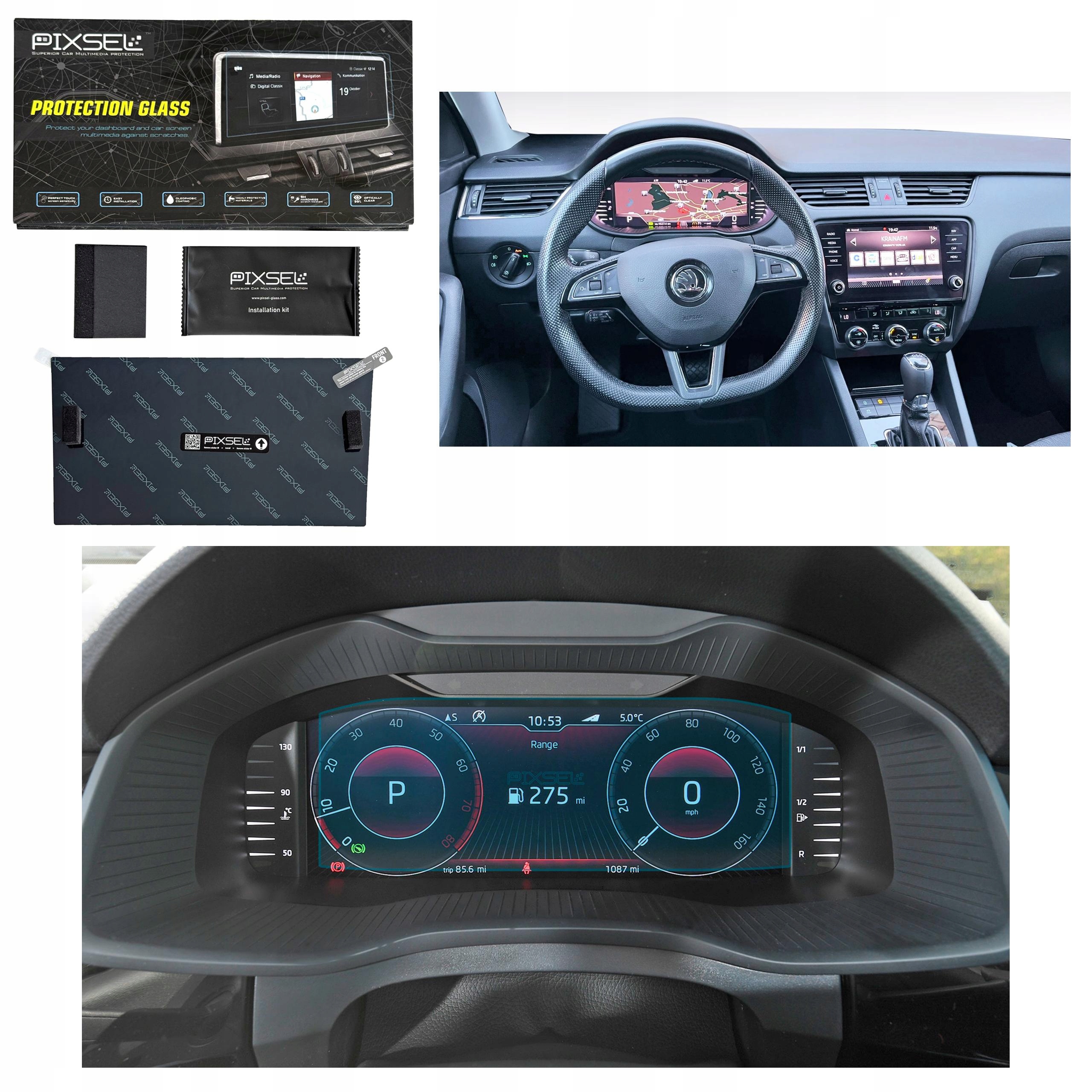 Antyodciskowe Matowe Szkło Ochronne Skoda OCTAVIA-9.9“ 2017-2020