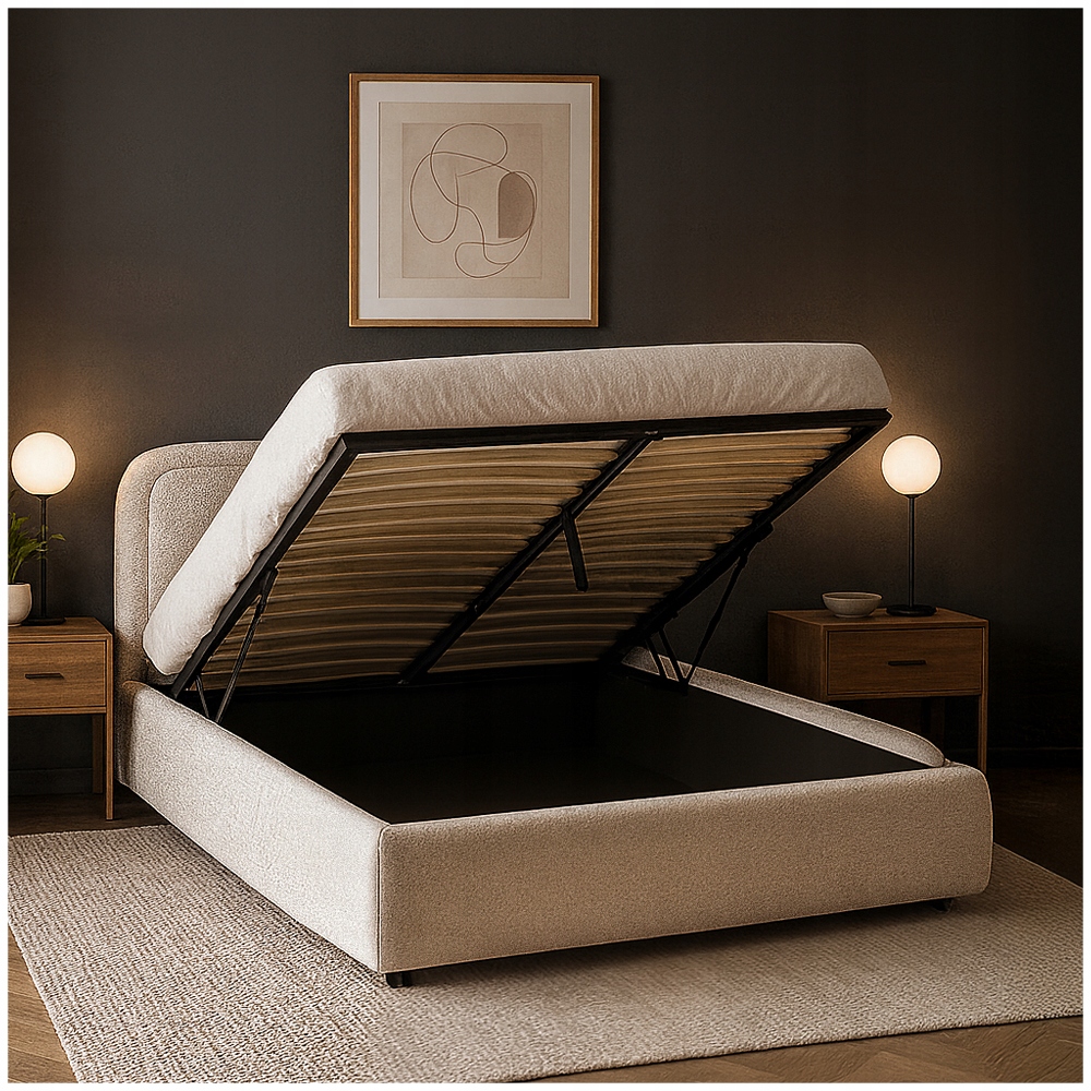 Čalouněná postel Beránek Šedá 160x200 Dvoulůžková do ložnice Haga