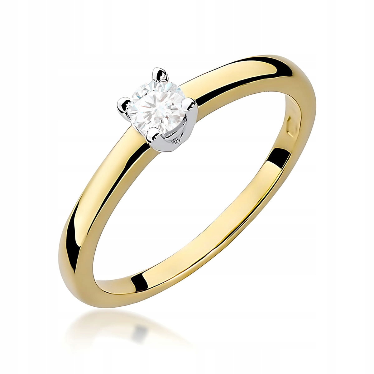 Złoty pierścionek 585 z diamentem 0.15ct okrągły na zaręczyny biżuteria