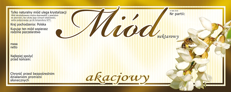 

Etykiety na miód akacjowy (100szt) E131