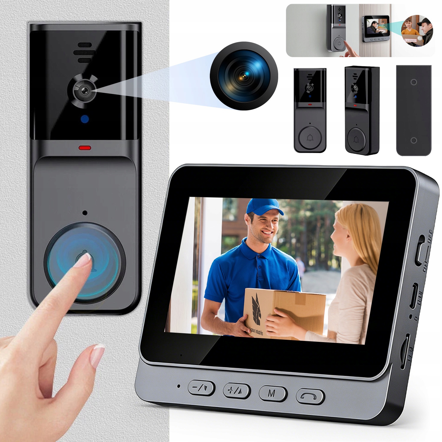 Bezdrátový Videotelefon Smart Ultra Hd S Nočním Viděním A 4,3PALCOVÝM Displejem Ips