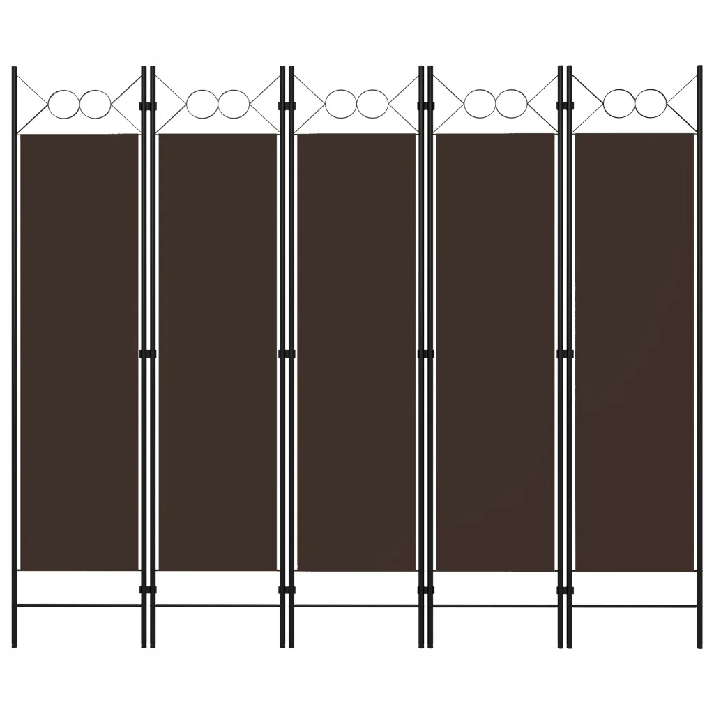 Parawan 5-panelowy, brązowy, 200 x 180 cm