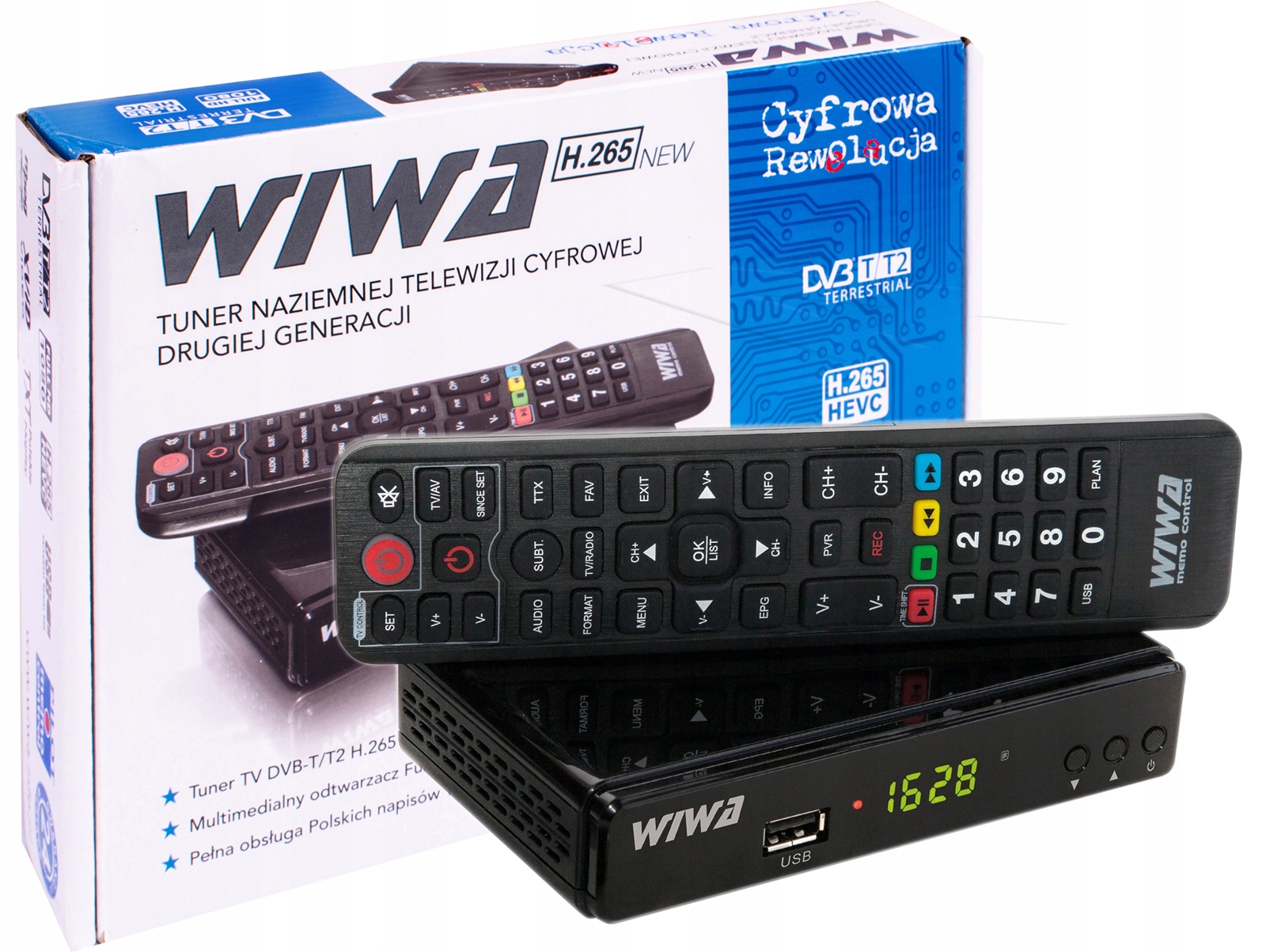 

Dekoder Tuner Telewizja Naziemna DVB-T2 Wiwa H.265