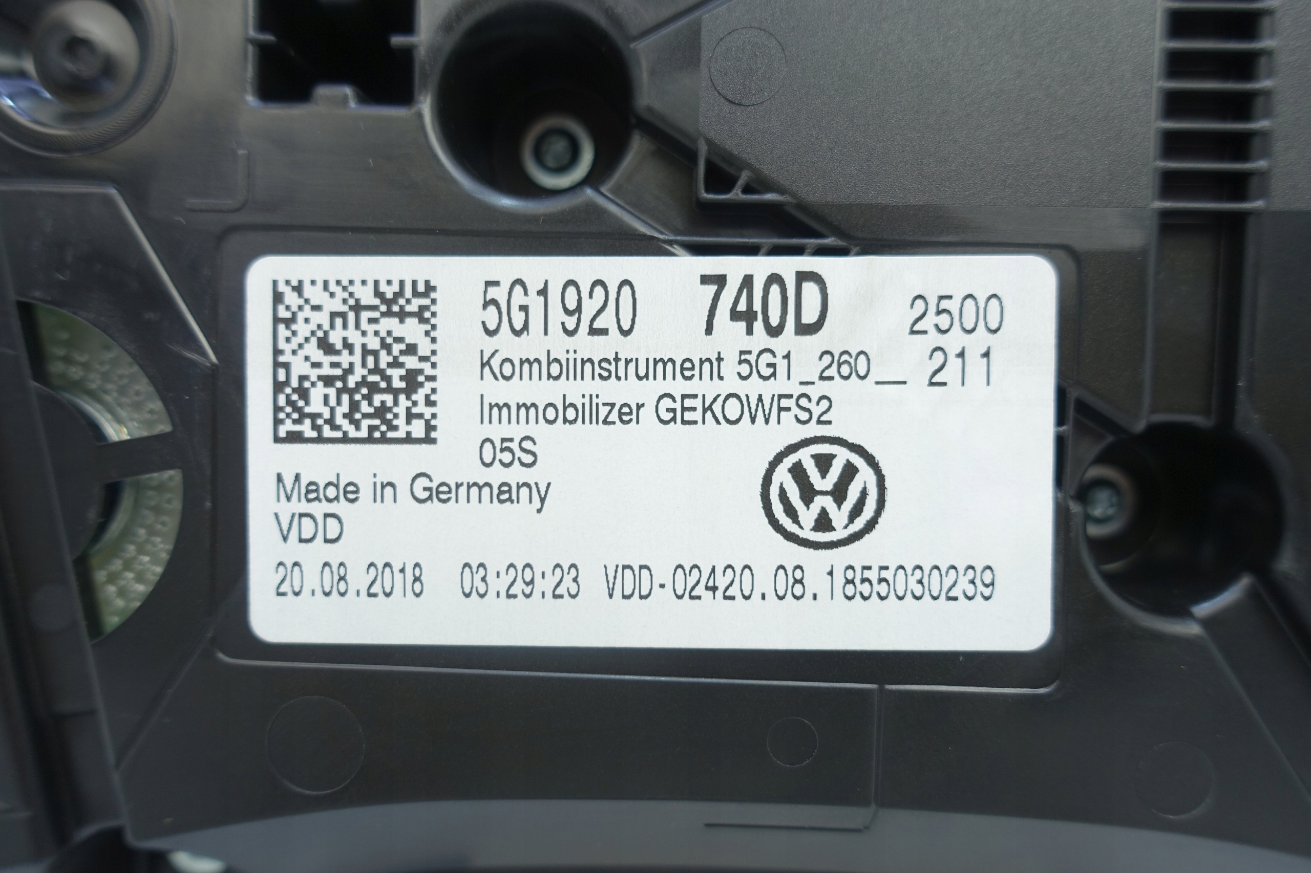 dials dials VW GOLF VII 7 5G 43562KM 5G1920740D